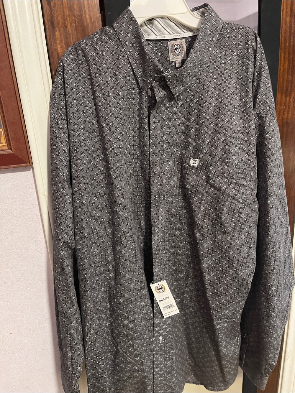 Cinch Men's Gray Patterned Button-Front Shirt Jacket